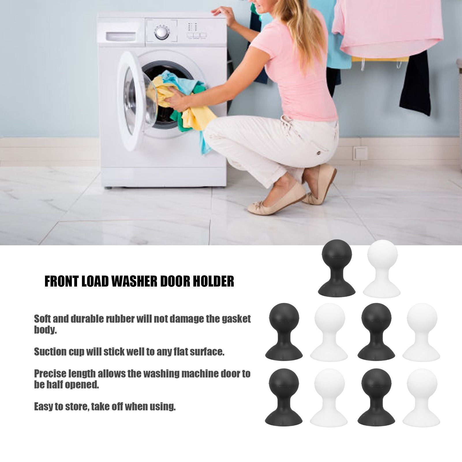 10PCS Washer Door Prop Stopper Rubber Washing Machine Door Holder Universal for Front Load Washer V1294-YM0523-3113220015411