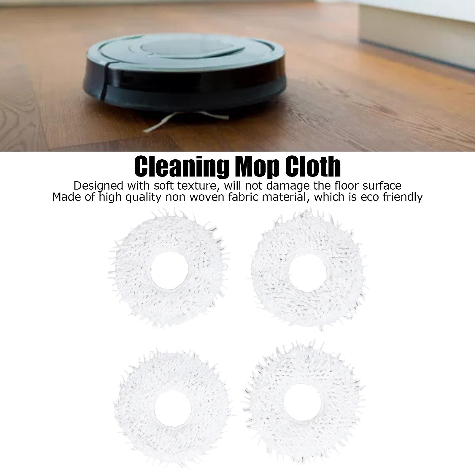 4Pcs Sweeper Replacement Mop Cloth Cleaning Mop Pad Non Woven Cloth for N9+ Sweeper Robot V1294-YM0523-3113220016311
