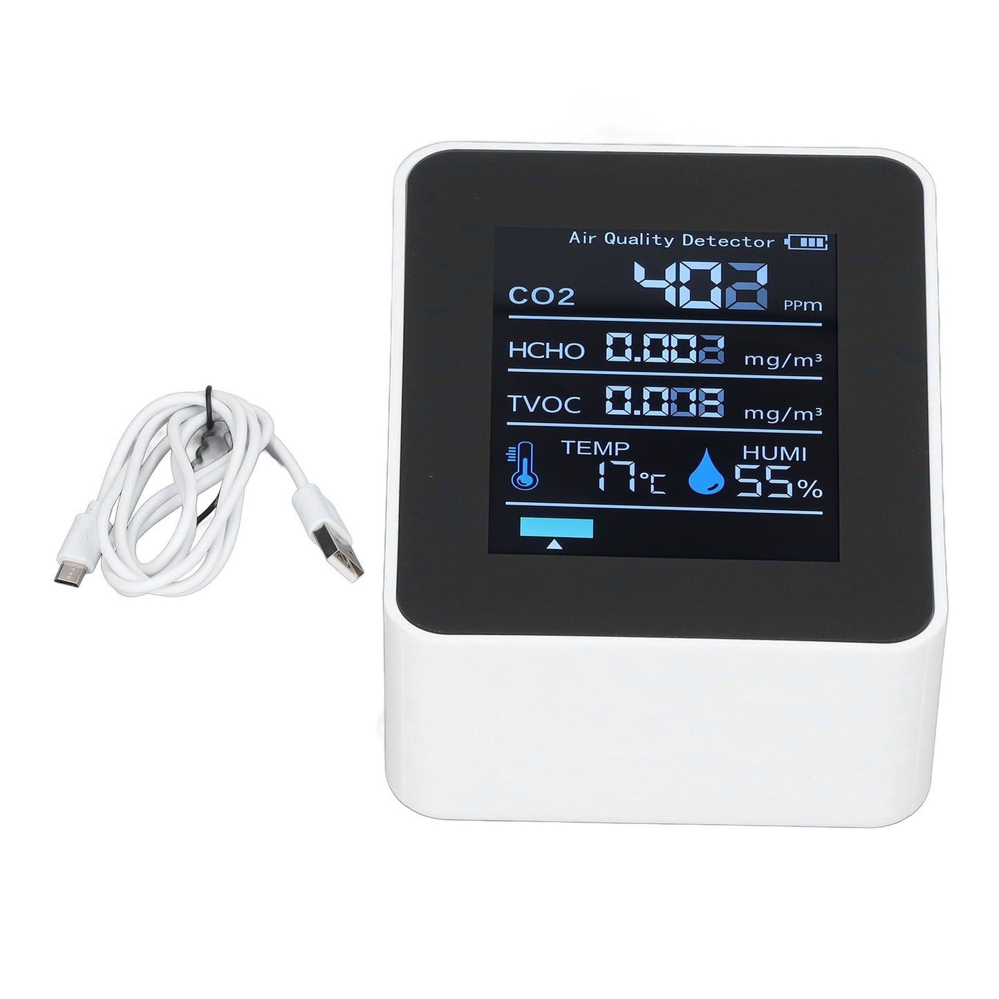5 in 1 Air Quality Monitor Bluetooth APP Carbon Dioxide Detector USB Charging TVOC Temperature Humidity HCHO V1294-YM0523-3113220017311