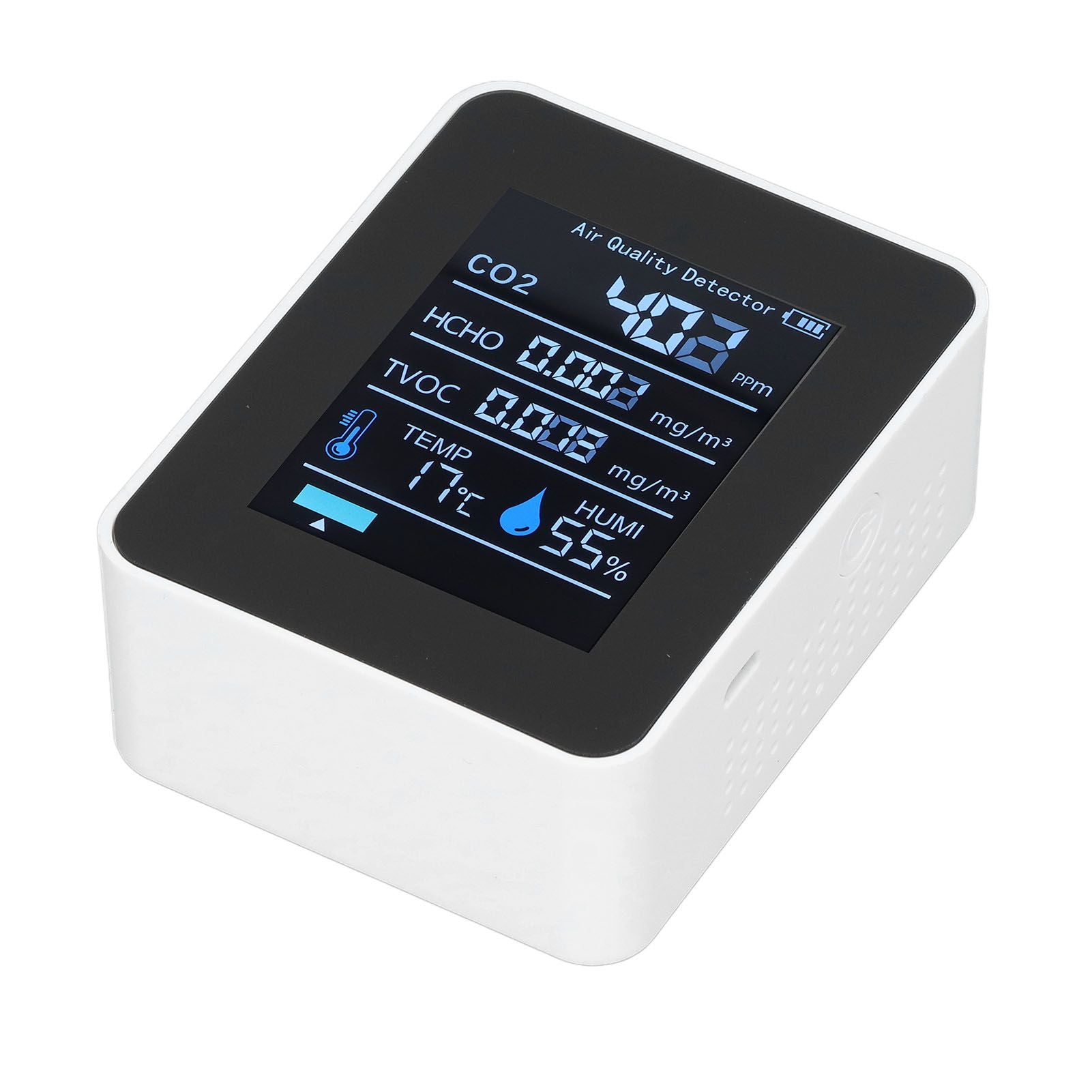 5 in 1 Air Quality Monitor Bluetooth APP Carbon Dioxide Detector USB Charging TVOC Temperature Humidity HCHO V1294-YM0523-3113220017311