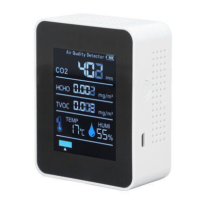 5 in 1 Air Quality Monitor Bluetooth APP Carbon Dioxide Detector USB Charging TVOC Temperature Humidity HCHO V1294-YM0523-3113220017311