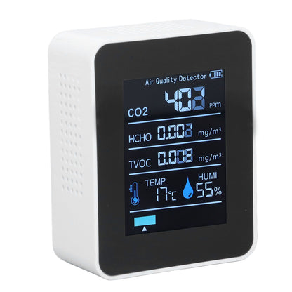 5 in 1 Air Quality Monitor Bluetooth APP Carbon Dioxide Detector USB Charging TVOC Temperature Humidity HCHO V1294-YM0523-3113220017311