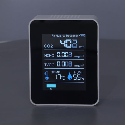 5 in 1 Air Quality Monitor Bluetooth APP Carbon Dioxide Detector USB Charging TVOC Temperature Humidity HCHO V1294-YM0523-3113220017311