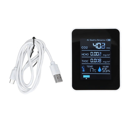 5 in 1 Air Quality Monitor Bluetooth APP Carbon Dioxide Detector USB Charging TVOC Temperature Humidity HCHO V1294-YM0523-3113220017311