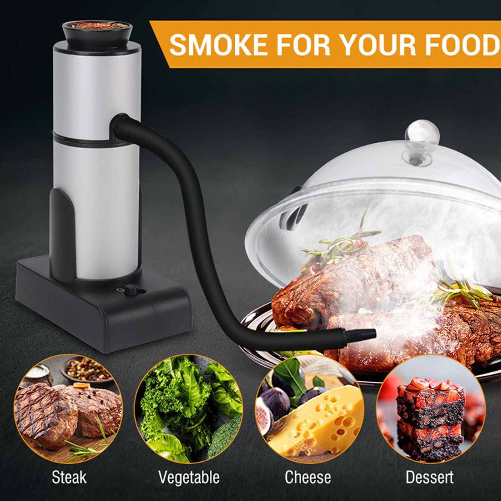 Portable Smoking Device Handheld Wood Smoke Infuser for Food Cooking Cocktail Drinks Molecular Gastronomy V1294-YM0523-3113220019211