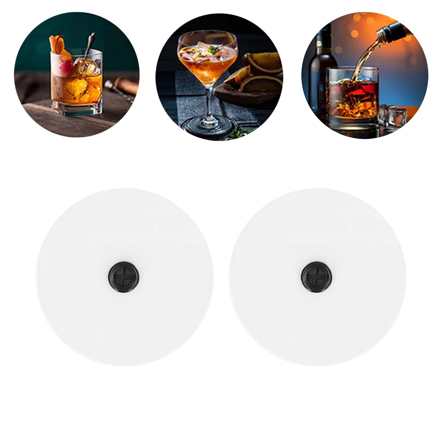 2Pcs/Set Smoke Infuser Lid Cocktail Drinks Round Cover for Beverages Wine Cocktails Whiskey V1294-YM0523-3113220019311