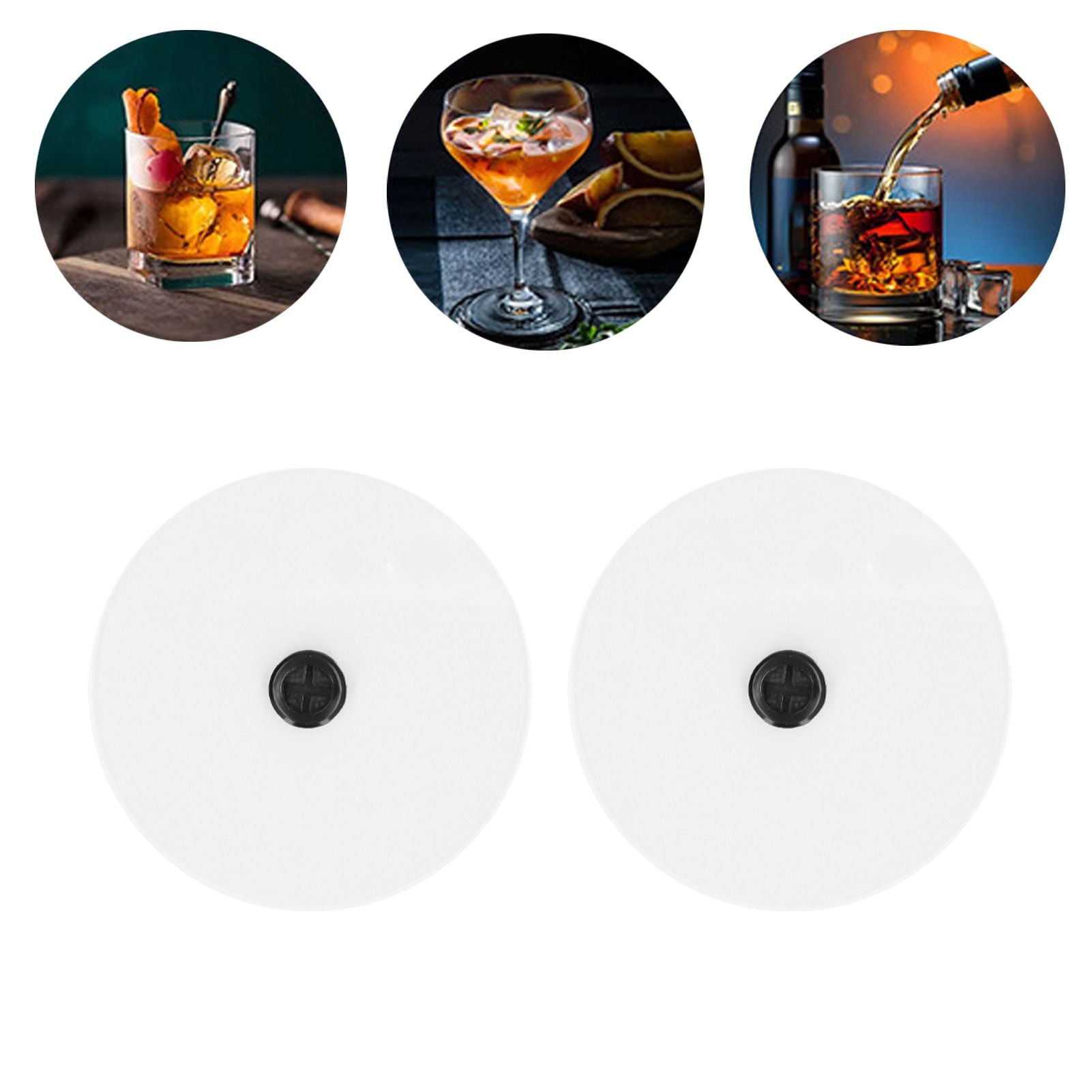 2Pcs/Set Smoke Infuser Lid Cocktail Drinks Round Cover for Beverages Wine Cocktails Whiskey V1294-YM0523-3113220019311