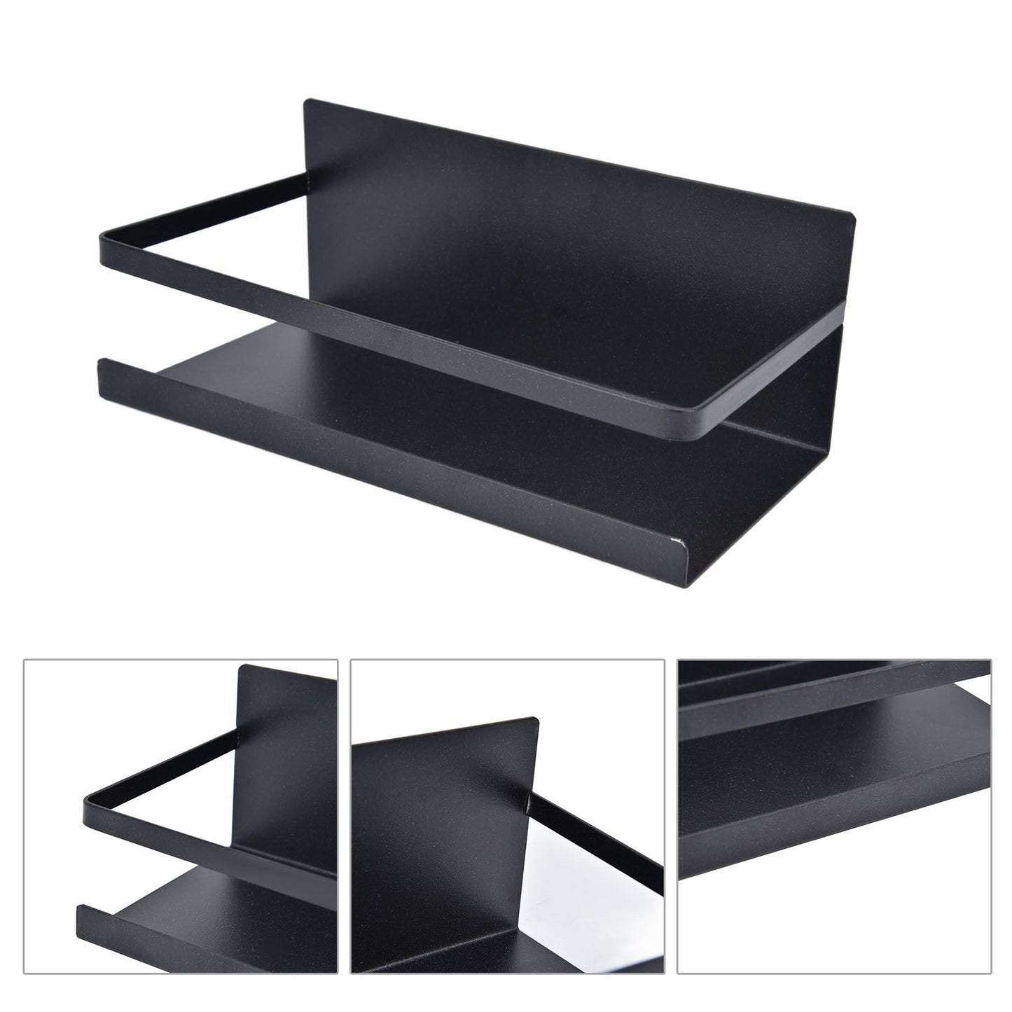 Kitchen Rack Space Saving Spice Shelf Organizer Magnetic Single Tier Iron for StorageBlack V1294-YM0523-3113220021712