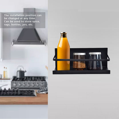 Kitchen Rack Space Saving Spice Shelf Organizer Magnetic Single Tier Iron for StorageBlack V1294-YM0523-3113220021712