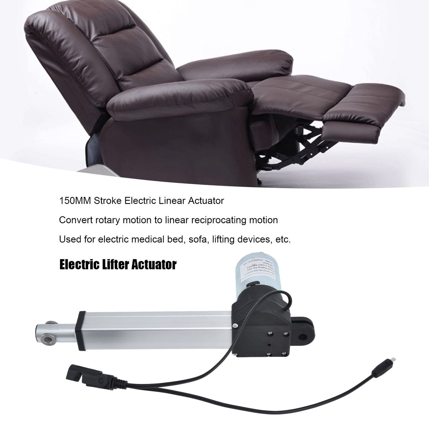Linear Motion Actuator 150MM Stroke Household Electric Sofa Lifter Actuator DC 29V 4500N V1294-YM0523-3113220022311