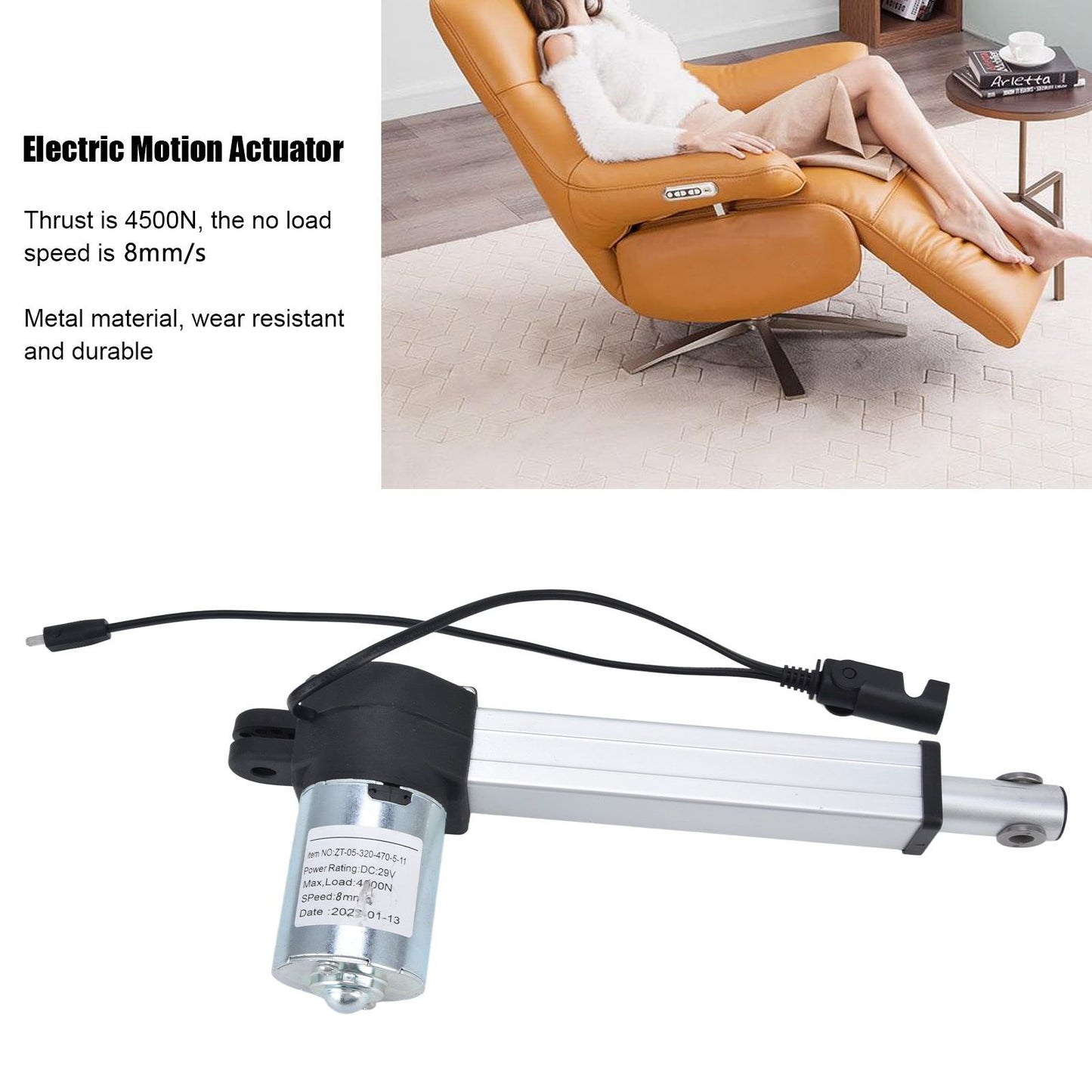 Linear Motion Actuator 150MM Stroke Household Electric Sofa Lifter Actuator DC 29V 4500N V1294-YM0523-3113220022311