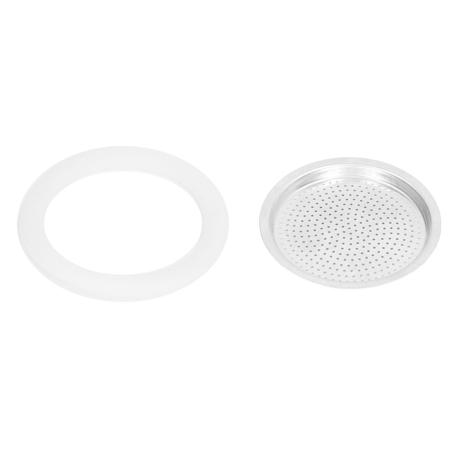 Coffee Pot Filter Sealing Ring and Filter Set Reusable Aluminum Filter Disc for Coffee Makingfor 3 People V1294-YM0523-3113220025511