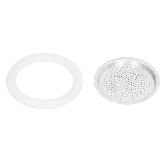 Coffee Pot Filter Sealing Ring and Filter Set Reusable Aluminum Filter Disc for Coffee Makingfor 3 People V1294-YM0523-3113220025511