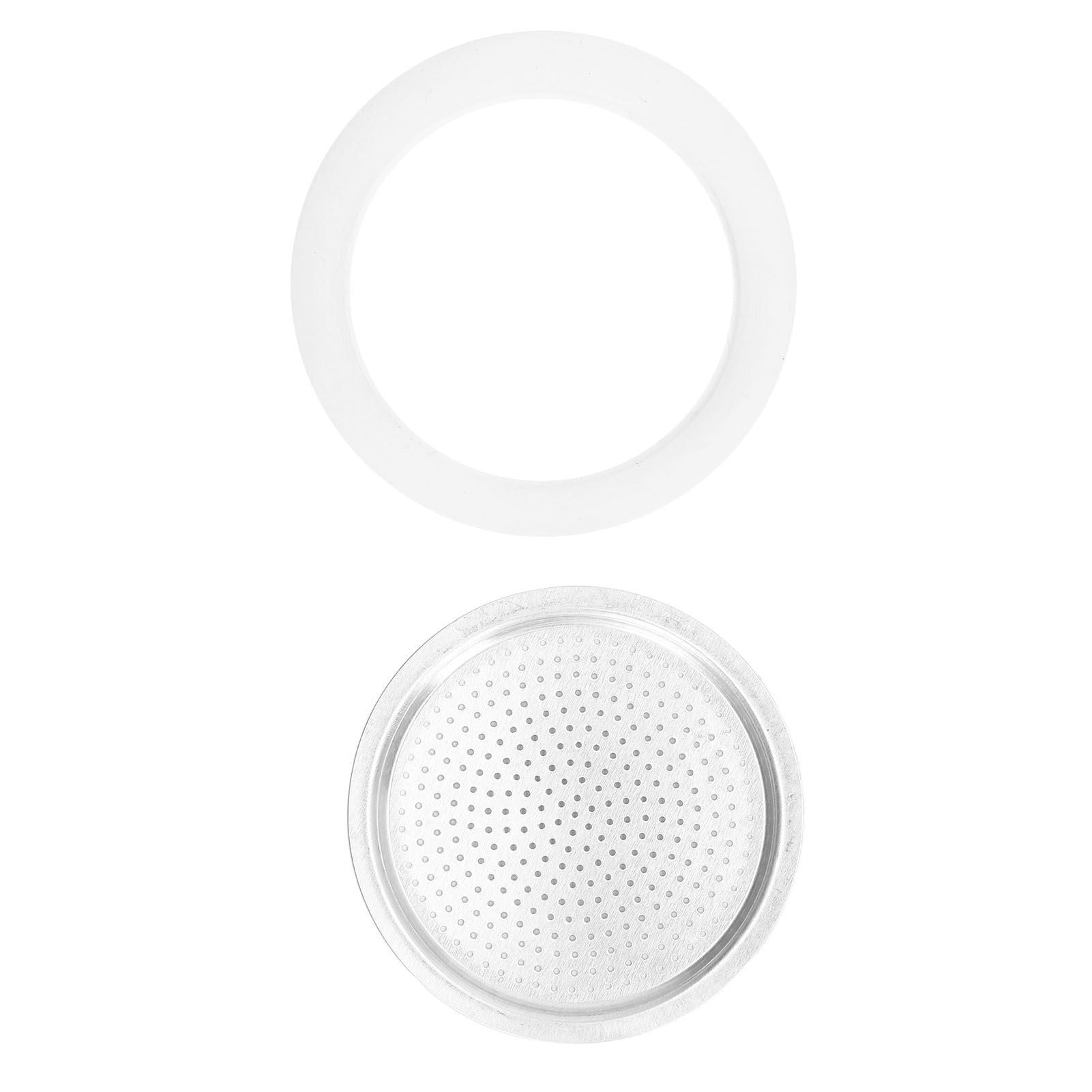 Coffee Pot Filter Sealing Ring and Filter Set Reusable Aluminum Filter Disc for Coffee Makingfor 3 People V1294-YM0523-3113220025511