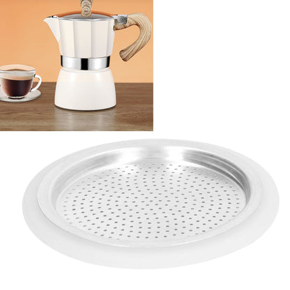 Coffee Pot Filter Sealing Ring and Filter Set Reusable Aluminum Filter Disc for Coffee Makingfor 3 People V1294-YM0523-3113220025511