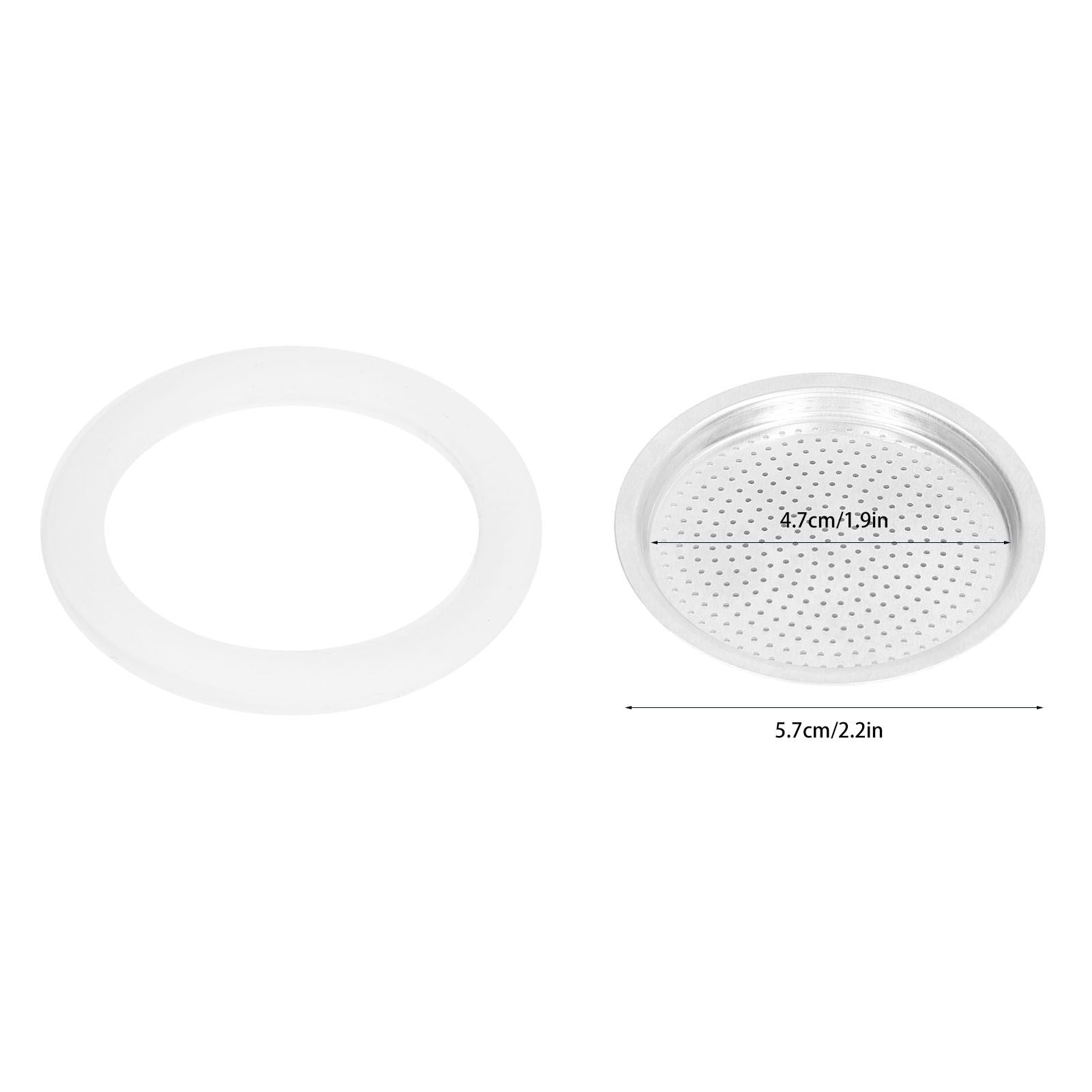 Coffee Pot Filter Sealing Ring and Filter Set Reusable Aluminum Filter Disc for Coffee Makingfor 3 People V1294-YM0523-3113220025511
