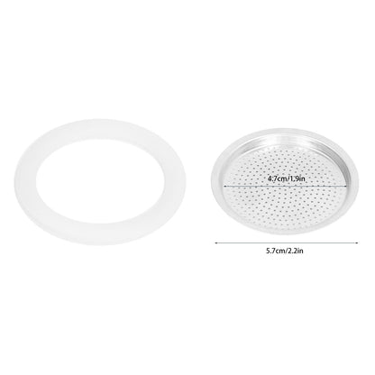 Coffee Pot Filter Sealing Ring and Filter Set Reusable Aluminum Filter Disc for Coffee Makingfor 3 People V1294-YM0523-3113220025511