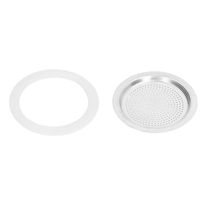 Coffee Pot Filter Sealing Ring and Filter Set Reusable Aluminum Filter Disc for Coffee Makingfor 6 People V1294-YM0523-3113220025512