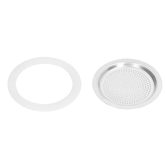 Coffee Pot Filter Sealing Ring and Filter Set Reusable Aluminum Filter Disc for Coffee Makingfor 6 People V1294-YM0523-3113220025512