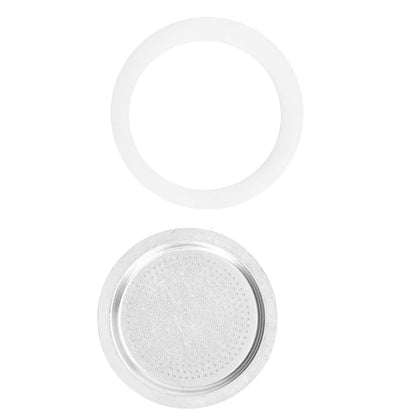 Coffee Pot Filter Sealing Ring and Filter Set Reusable Aluminum Filter Disc for Coffee Makingfor 6 People V1294-YM0523-3113220025512