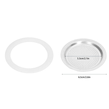 Coffee Pot Filter Sealing Ring and Filter Set Reusable Aluminum Filter Disc for Coffee Makingfor 6 People V1294-YM0523-3113220025512