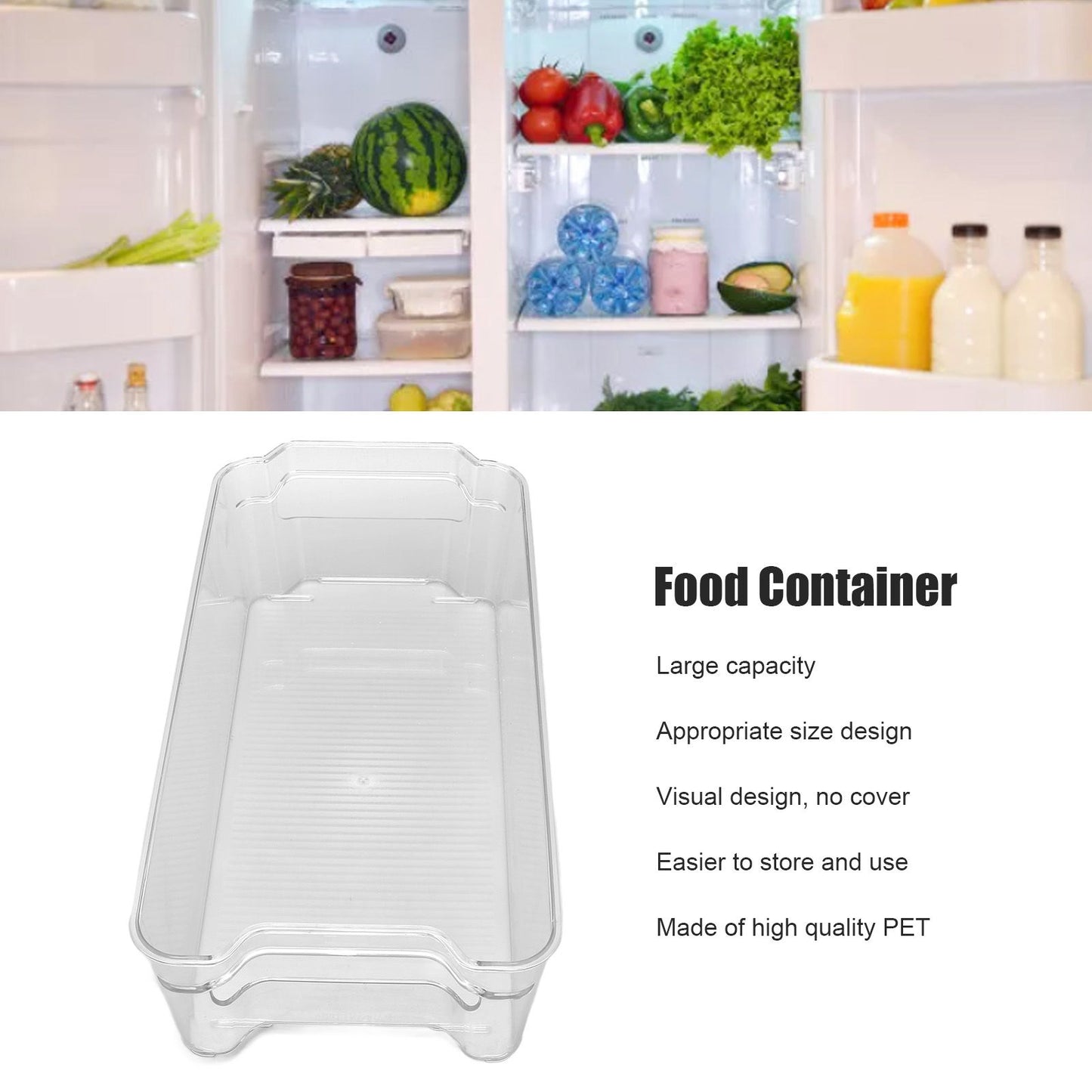 Refrigerator Storage Container PET Large Capacity Visual Design Safe Harmless Food Storage BoxSmall V1294-YM0523-3113220026811