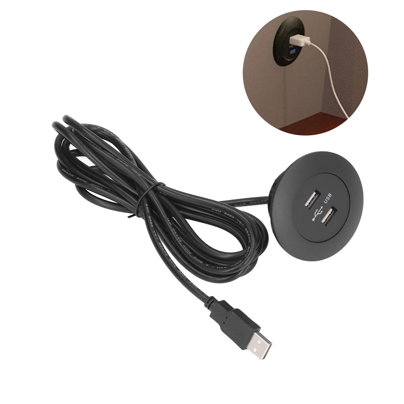 Sofa USB Charging Socket Flush Mount Installation Dual USB Charging Ports Socket for Home UseBlack V1294-YM0523-3113220029811