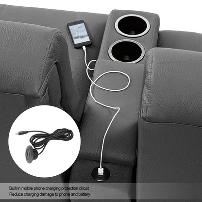 Sofa USB Charging Socket Flush Mount Installation Dual USB Charging Ports Socket for Home UseBlack V1294-YM0523-3113220029811