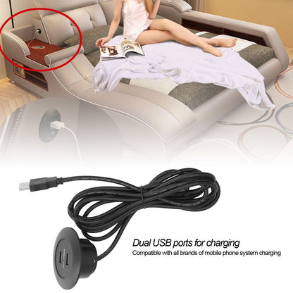 Sofa USB Charging Socket Flush Mount Installation Dual USB Charging Ports Socket for Home UseBlack V1294-YM0523-3113220029811