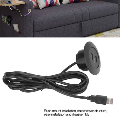 Sofa USB Charging Socket Flush Mount Installation Dual USB Charging Ports Socket for Home UseBlack V1294-YM0523-3113220029811