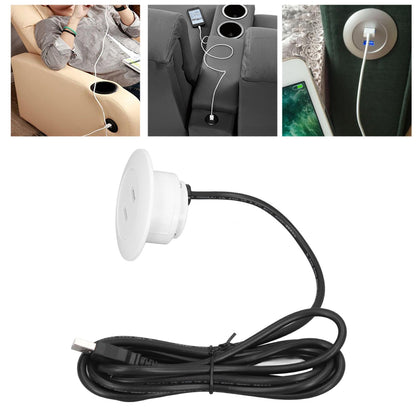 Sofa USB Charging Socket Flush Mount Installation Dual USB Charging Ports Socket for Home UseWhite V1294-YM0523-3113220029812