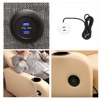 Sofa USB Charging Socket Flush Mount Installation Dual USB Charging Ports Socket for Home UseWhite V1294-YM0523-3113220029812