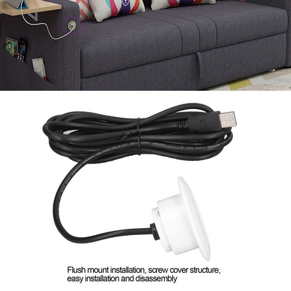 Sofa USB Charging Socket Flush Mount Installation Dual USB Charging Ports Socket for Home UseWhite V1294-YM0523-3113220029812