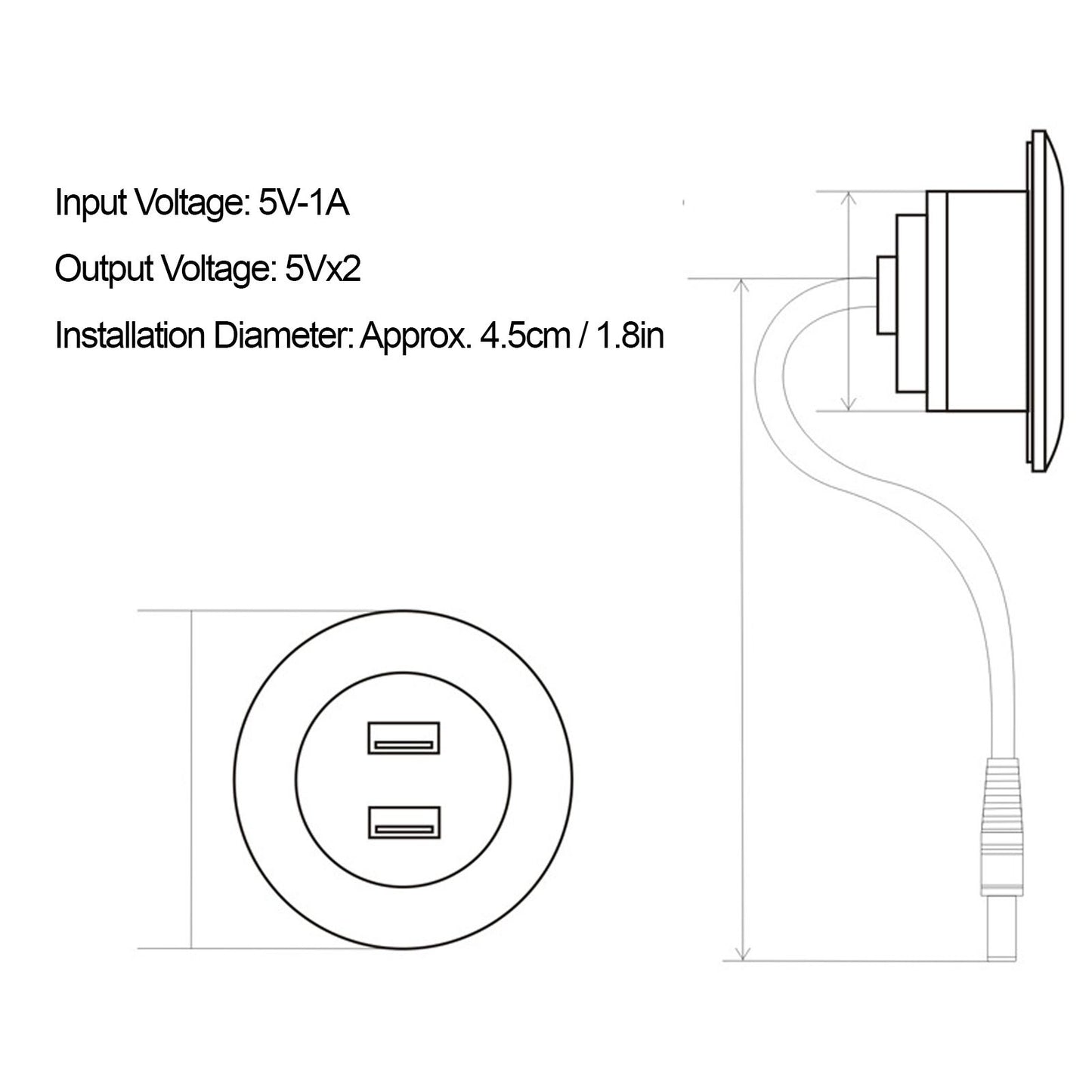 Sofa USB Charging Socket Flush Mount Installation Dual USB Charging Ports Socket for Home UseGold V1294-YM0523-3113220029813