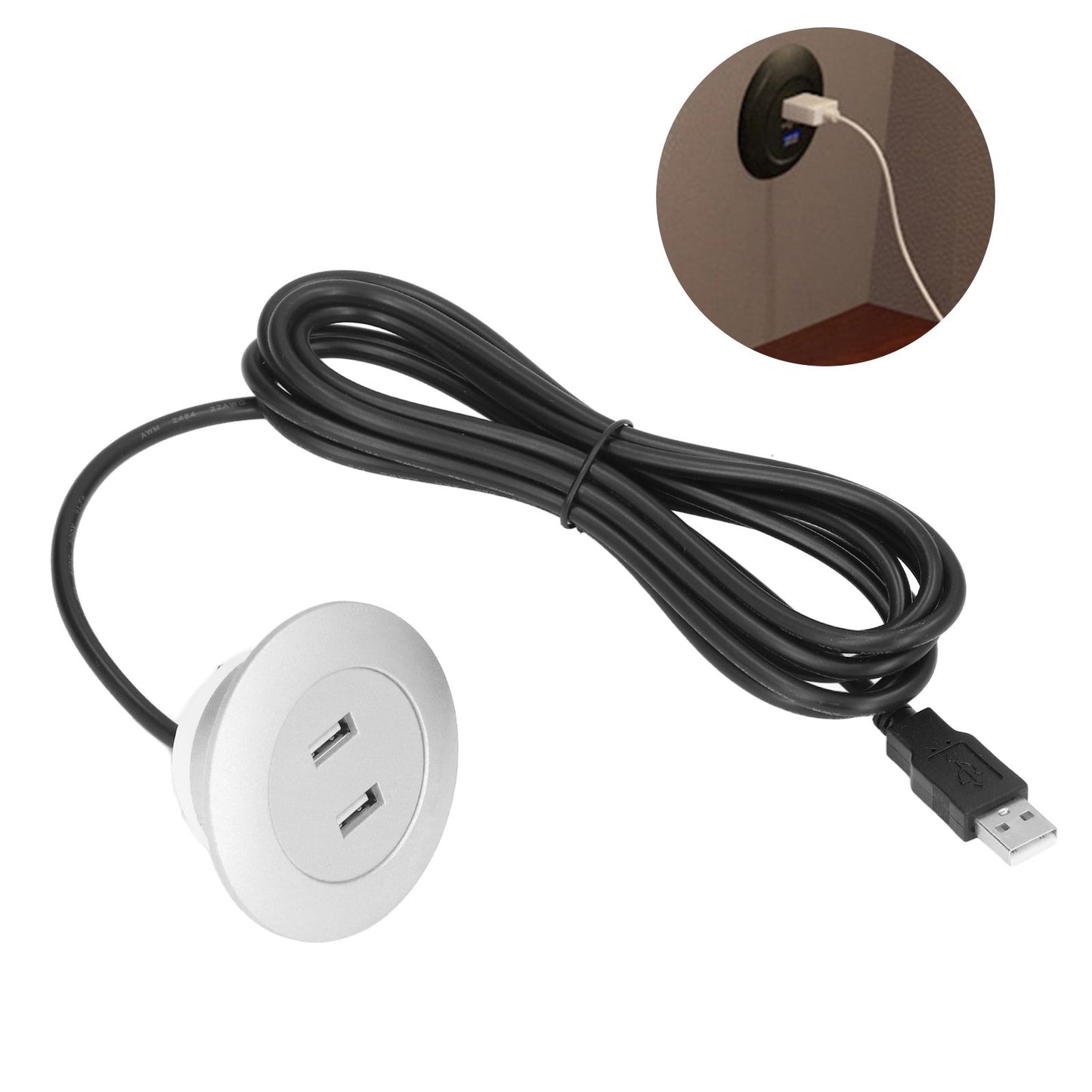 Sofa USB Charging Socket Flush Mount Installation Dual USB Charging Ports Socket for Home UseSilver V1294-YM0523-3113220029814