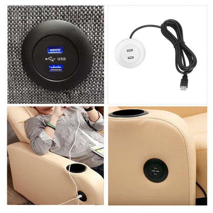 Sofa USB Charging Socket Flush Mount Installation Dual USB Charging Ports Socket for Home UseSilver V1294-YM0523-3113220029814
