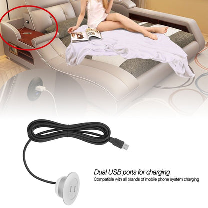 Sofa USB Charging Socket Flush Mount Installation Dual USB Charging Ports Socket for Home UseSilver V1294-YM0523-3113220029814