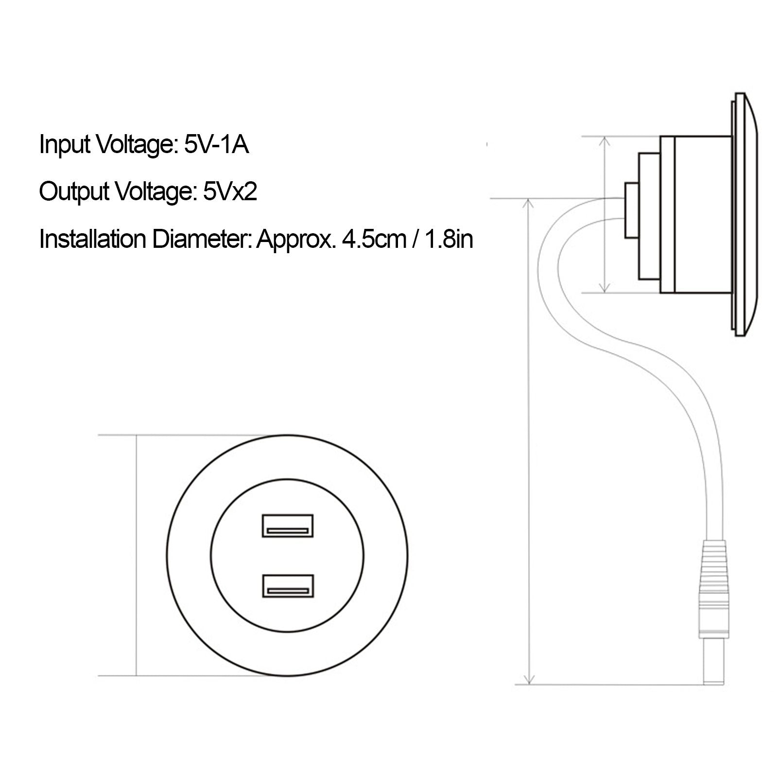 Sofa USB Charging Socket Flush Mount Installation Dual USB Charging Ports Socket for Home UseSilver V1294-YM0523-3113220029814
