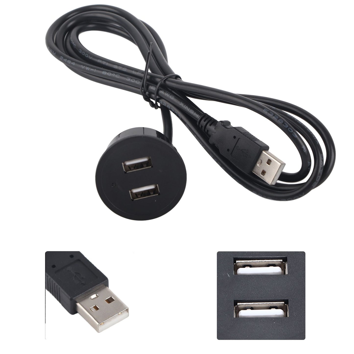 2 USB Charging Socket with 1.5m Cable Embedded Installation 5V 1A Multipurpose for Mobile Phone Cameras V1294-YM0523-3113220029911
