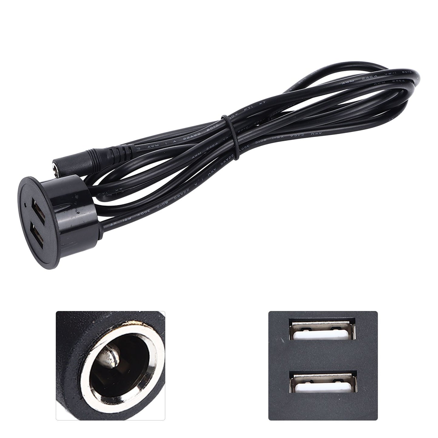 2 USB Charging Socket with 1.5m Cable Embedded Installation 5V 1A Multipurpose for Mobile Phone Cameras V1294-YM0523-3113220029912