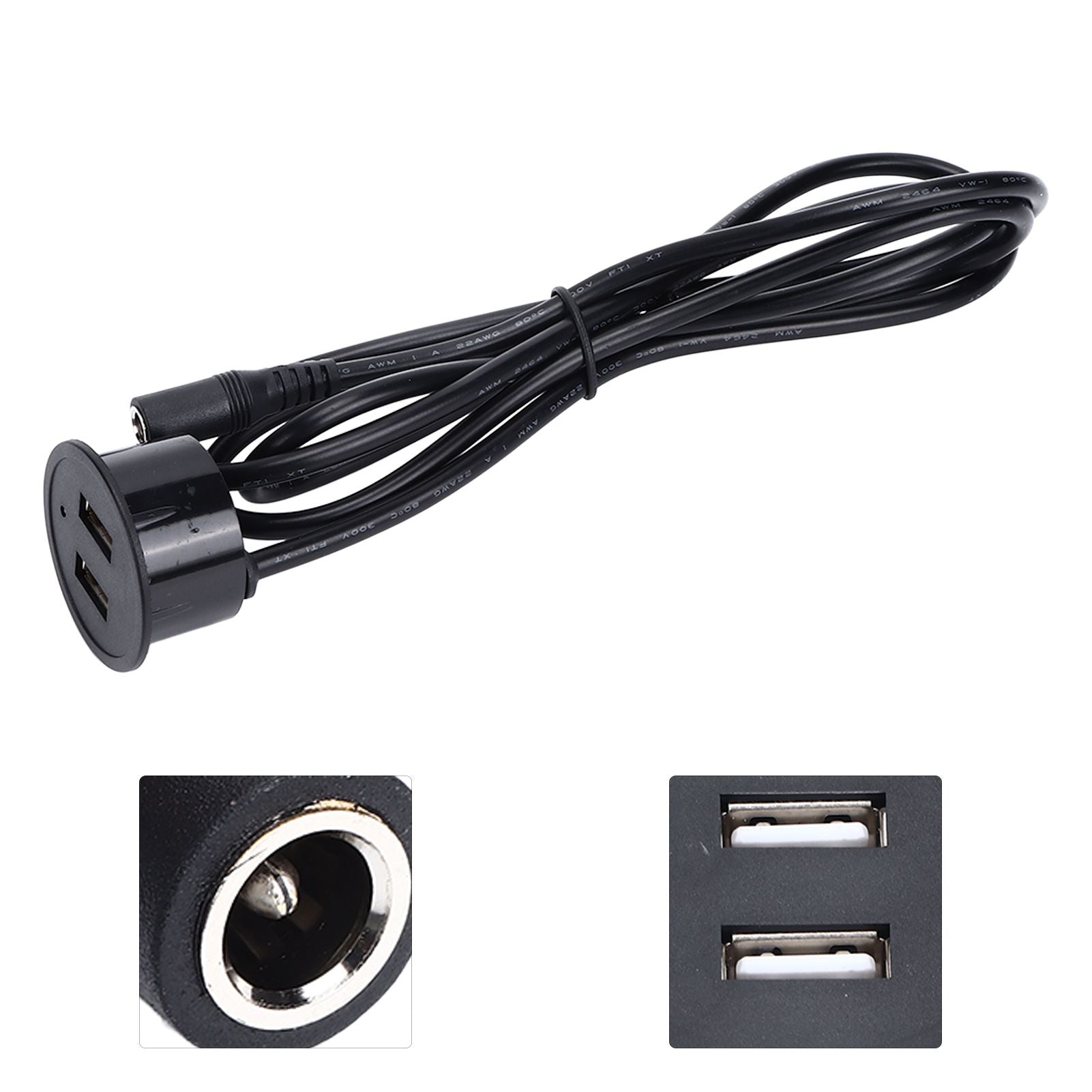 2 USB Charging Socket with 1.5m Cable Embedded Installation 5V 1A Multipurpose for Mobile Phone Cameras V1294-YM0523-3113220029912