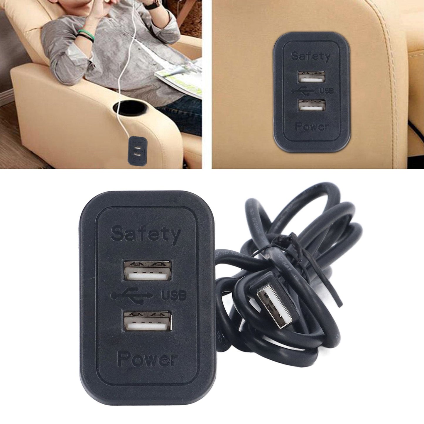 Double USB Charge Station 5V Sofa Recessed USB Power Hub Wiring Board Power Outlet Socket for Household V1294-YM0523-3113220030311