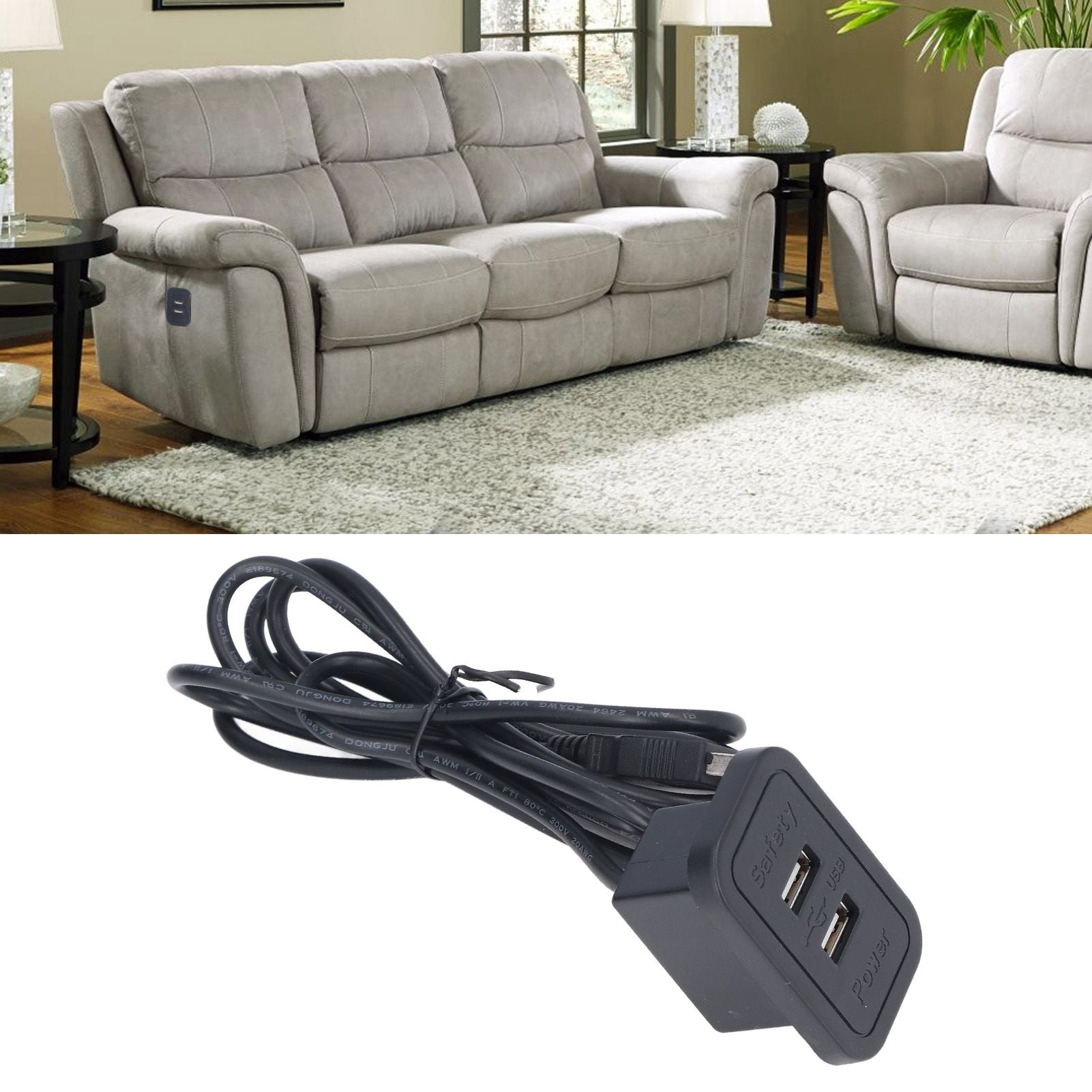 Double USB Charge Station 5V Sofa Recessed USB Power Hub Wiring Board Power Outlet Socket for Household V1294-YM0523-3113220030311
