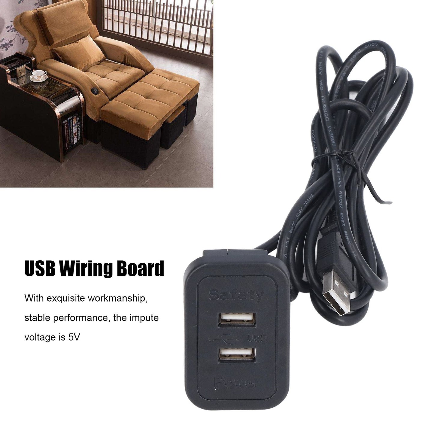 Double USB Charge Station 5V Sofa Recessed USB Power Hub Wiring Board Power Outlet Socket for Household V1294-YM0523-3113220030311
