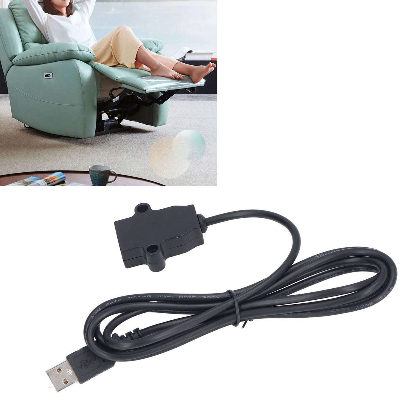 1.5M USB Charging Socket Multipurpose Home Bedside Sofa Reclining Chair Clamp in USB Charging Extension Cable V1294-YM0523-3113220030811
