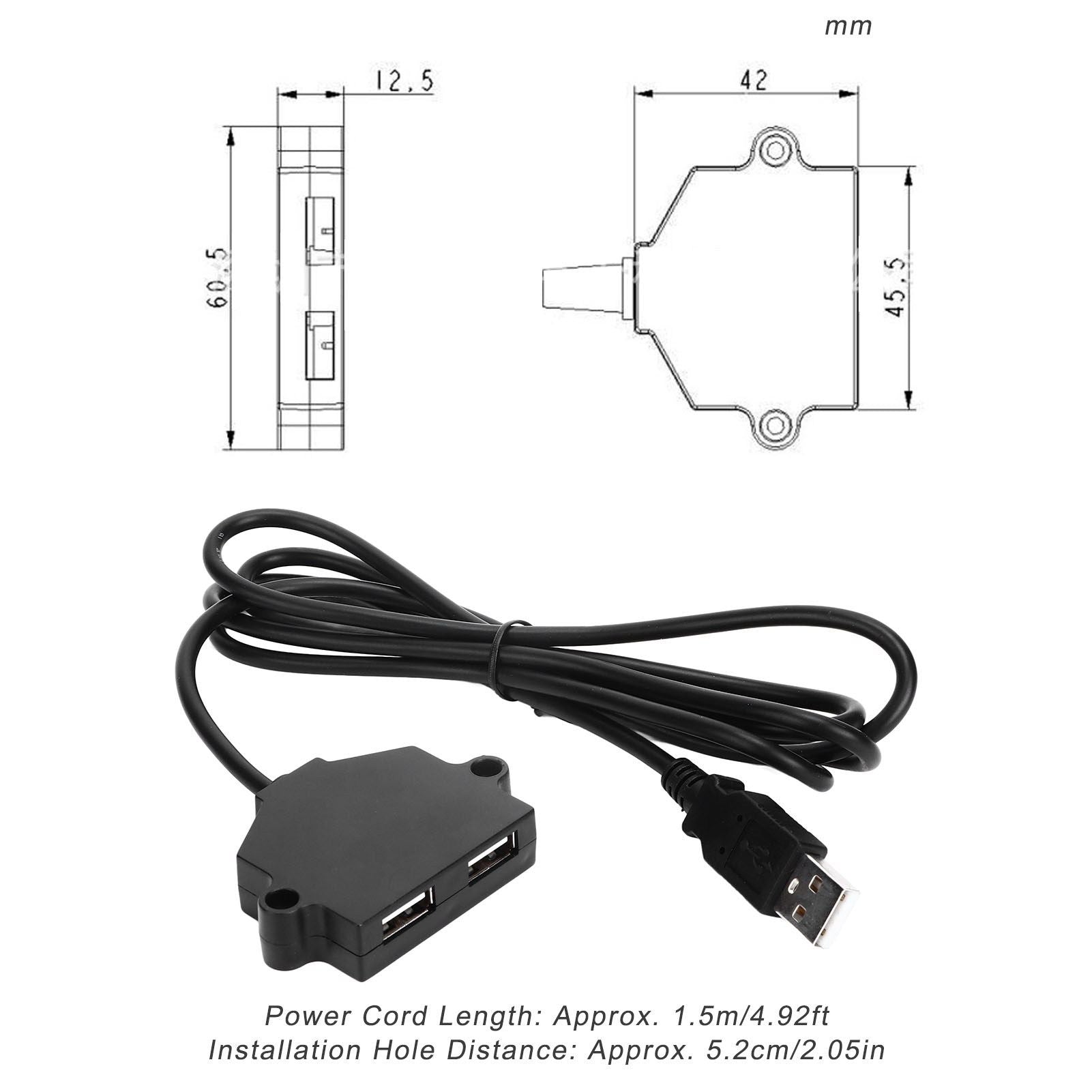 Dual USB Charging Socket with 1.5m Cable 5V 1A Multipurpose for Phone Tablet Camera V1294-YM0523-3113220031411