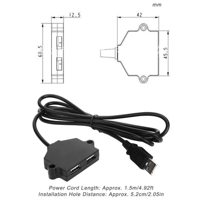Dual USB Charging Socket with 1.5m Cable 5V 1A Multipurpose for Phone Tablet Camera V1294-YM0523-3113220031411