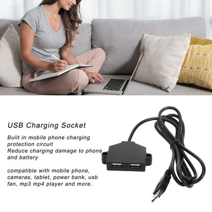 Dual USB Charging Socket with 1.5m Cable 5V 1A Multipurpose for Phone Tablet Camera V1294-YM0523-3113220031411