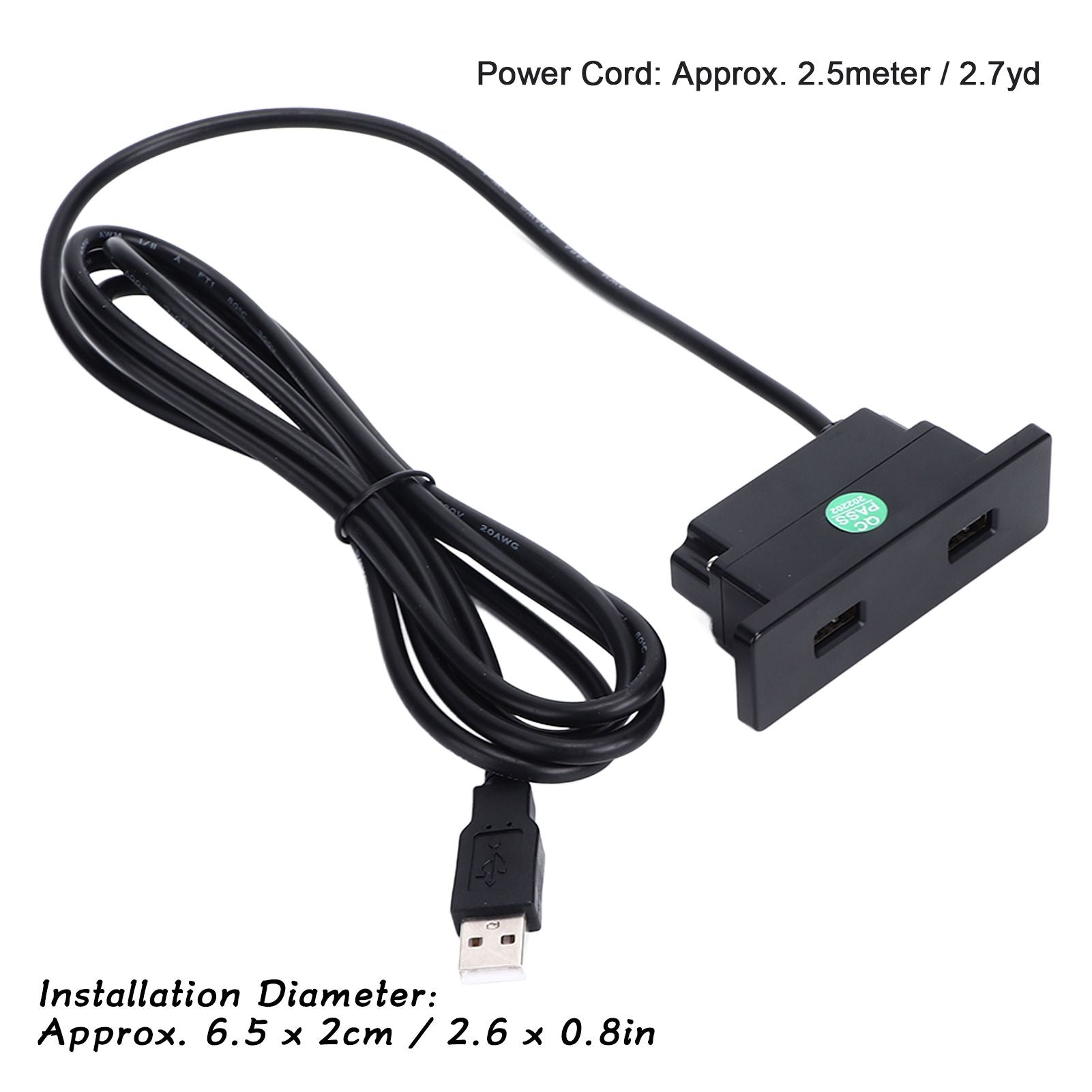 Recessed USB Power Strip Outlet 5V 2.5meter Dual USB Ports Charging Sofa Socket ABS Embedded USB Charging V1294-YM0523-3113220031711