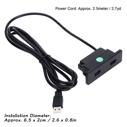 Recessed USB Power Strip Outlet 5V 2.5meter Dual USB Ports Charging Sofa Socket ABS Embedded USB Charging V1294-YM0523-3113220031711
